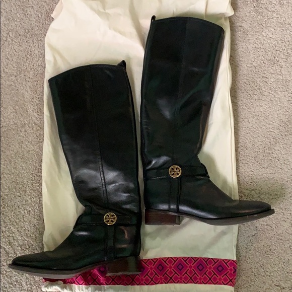 Tory Burch Leather Riding Boots (black)